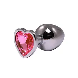 Анальна пробка Fantasy Silver Butt Plug Heart-Shaped S 7 см (рожевий) - мініатюра 4