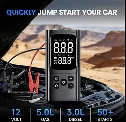 Портативний пусковий пристрій 5 в 1 (Бустер) з компресором та Power Bank (1000A, 6400 mAh) - мініатюра 2