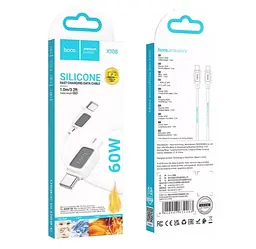 Кабель Hoco X108 Benefit 60W silicone charging data cable Type-C to Type-C White - мініатюра 2