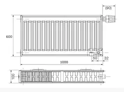 Радіатор сталевий Korado 22VK 600x1000 мм нижнє підключення Білий 30412 - мініатюра 2