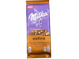 Молочний шоколад Milka Extra Karamell Salz Mandel з карамелізованим солоним мигдалем 190 г (7622202296239)