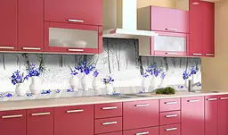 Вініловий кухонний фартух Квіти і Зима наклейка для кухні 3Д ліс дерева Природа Білий Happy Pocket Z181536 - мініатюра 2