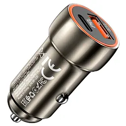 АЗП Hoco Z46A Blue whale PD20W + QC3.0 car charger Metal Gray