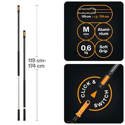 Ручка телескопічна алюмінієва Fiskars OneClick M, 119–174 см (1080671) - мініатюра 2