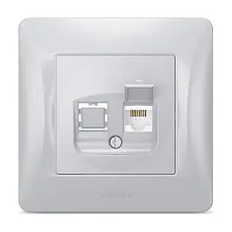 Комп'ютерна розетка Videx BINERA CAT6 одинарна сереб (VF-BNSK1PC6-SS)