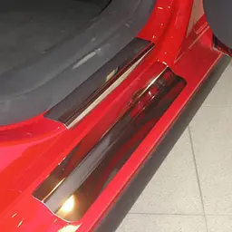 Накладки на пороги для Volkswagen Jetta V 2015-2010 Нержавіюча сталь із загином та Логотипом 4 шт (Premium P-VW17) - мініатюра 4