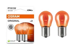 Комплект вказівних ламп розжарювання OSRAM 7507-2BL PY21W Amber 12V BAU15s Blister (2 шт)