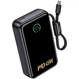 Портативний ЗП Power Bank Hoco Q54 Shine PD45W with cable 20000 mAh Metal gray - мініатюра 3