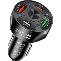 Автомобільний зарядний пристрій No Brand CWa 2USB 2Type-C PD20W QC 3.0 Black (70250551)