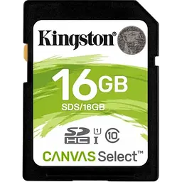 Картка пам'яті Kingston SDHC 16 GB UHS-I U1 Canvas Select (SDS/16GB) зі швидкістю зчитування до 80 МБ/с