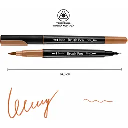 Маркер акварельний Santi Brush Pen SW-22 світло-коричневий двосторонній 6 шт. (391022) - мініатюра 2