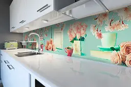Кухонний фартух Ніжні Троянди для кухні ПВХ наклейка Абстракція на блакитному тлі 65х250 см Happy Pocket Z180425 - мініатюра 6