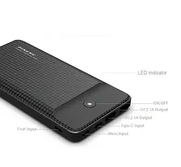 Зовнішній акумулятор Power Bank Pineng PN-939 20000mAh (Чорний) - мініатюра 3
