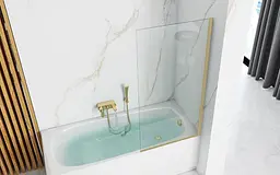 Шторка для ванни Rea Elegant 70 brushed gold нерухома REA-W6600, Універсальна, прозорий, золотий - мініатюра 2