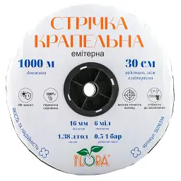 Стрічка крапельна з плоским емітером Ø16мм 30см 6міл 1.38л 1000м FLORA (5076314) - мініатюра 3