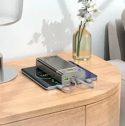 Акумулятор зовнішній Hoco J104A Discovery edition 22.5 W (20000mAh) з вбудованим кабелем - мініатюра 7