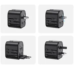 МЗП USAMS US-CC173 T55 12W Dual USB Universal Travel Charger (US/AU/EU/UK) Black - мініатюра 3