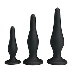 Набір анальних пробок - Pretty Love Begginer's Mini Anal Kit Black - мініатюра 7