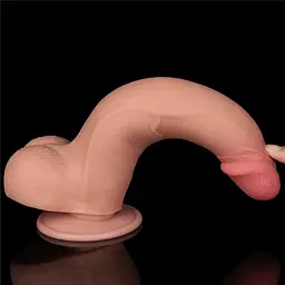 Фалоімітатор Sliding-Skin Dual Layer Dong 8.5'' 22 см тілесний - мініатюра 9