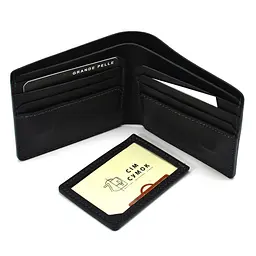 Чоловіче шкіряне портмоне чорне матове GRANDE PELLE 10х10х2 см acs0032088 - мініатюра 2