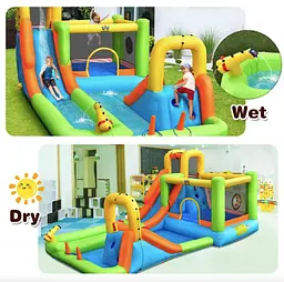 Надувний водний дитячий центр Costway Park Bounce House з гіркою (без вентилятора) - мініатюра 5