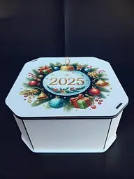 Новорічна коробка Подарункова коробка квадратна (ХДФ) 19x19x10 см. №19