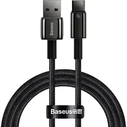 Кабель Baseus Tungsten Gold Fast Charging Cable USB to Type-C 100W 1m CAWJ000001 Black