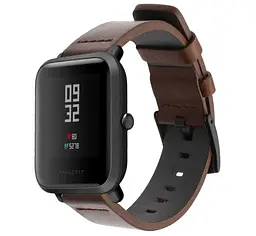 Шкіряний ремінець Primo Classic для годинника Xiaomi Huami Amazfit Bip/Amazfit GTS Coffee - мініатюра 2