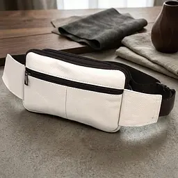 Сумка на пояс із натуральної шкіри Vintage 21305 біла - мініатюра 4