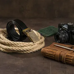 Ремінь чоловічий з латунною пряжкою 20331 Vintage чорний 105-120 см - мініатюра 6