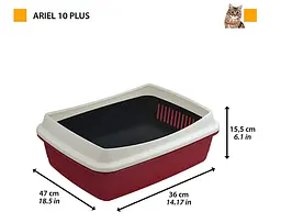 Туалет для котів Ferplast Ariel 10 Plus із системою просіювання червоний 47x36x15.5 см 72041699 - мініатюра 2