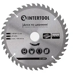 Диск пильний по дереву Intertool 190 х 40T х 30 мм