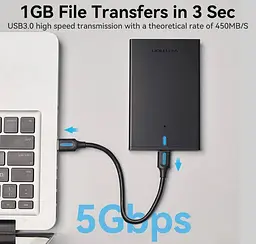 Зовнішня кишеня для 2.5" HDD/SSD USB 3.0 Micro-B Black Vention - мініатюра 2