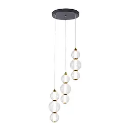 Люстра стельова LED Levistella 788P68133C-3 BK+AB+CL, 12W, 4000K, чорний+латунь+прозорий, вінтажний стиль для вітальні - мініатюра 2