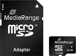 Карта пам'яті MediaRange 32GB microSDHC memory card, Class 10, with SD adapter (MR959) - мініатюра 2