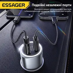 Essager Car Charger 89W 2 порта USB-C та USB-A Super Fast Charge PD QC 3.0 (сірий) - мініатюра 4