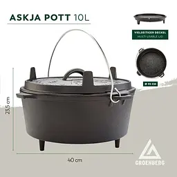 Казан з кришкою Groenberg Askja Pot 33 cm/10 L Black (266018) - мініатюра 7