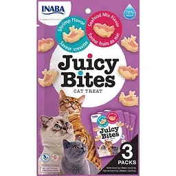 Ласощі для котів INABA Juicy Bites, соковиті снеки зі смаком креветок та морепродуктів, 3×11.3 г