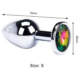 Анальна пробка Passion Rainbow сталева з кристалом розмір S 2.8х7 см (4821002030248) - мініатюра 2