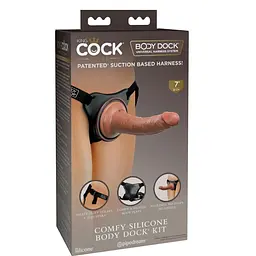 Страпон King Cock Elite Comfy Silicone Body Dock Kit 21 см коричневий