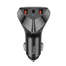 Автомобільний зарядний пристрій Hoco DZ10 2 USB/Type-C PD 27W QC чорний - мініатюра 3