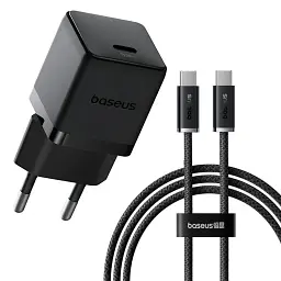 Мережевий зарядний пристрій Baseus Palm Fast Charger Type-C 30W + Cable Type-C to Type-C P10111605113-01 Black