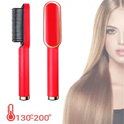 Електричний гребінець-випрямляч для волосся та бороди Hair Style UKC праска з турмаліновим покриттям 6 температурних режимів Червоний - мініатюра 2