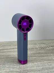 Портативний безлопатевий вентилятор DS1013 ручний USB з дисплеєм фіолетовий - мініатюра 3