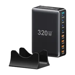 Зарядное устройство для Essager 4xUSB-C + 4xUSB 320W GaN (EZC320W-QJB0G-Z) - миниатюра 3