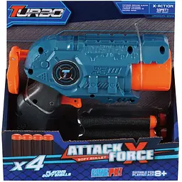 Іграшковий пістолет Turbo Attack Force з барабаном та м'якими кулями 4 шт. (ВТ301) - мініатюра 2