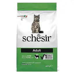 Сухий монопротеїновий корм для котів Schesir Cat Adult Chicken Шезір з ягням 400 г (ШКВЯ0,4)