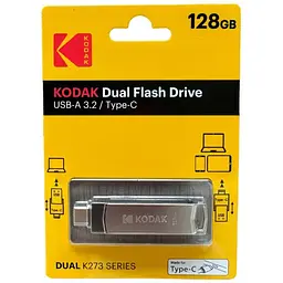 Флешка Kodak 128 ГБ з USB 3.2 та Type-C для швидкої передачі даних Сірий