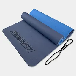 Килимок для йоги та фітнесу EasyFit TPE+TC 6мм двошаровий синій-блакитний (EF-1924-BLB) - мініатюра 2
