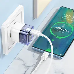 МЗП Hoco C131A Platium PD30W+QC3.0 (1USB-A/1C) Transparent blue - мініатюра 3